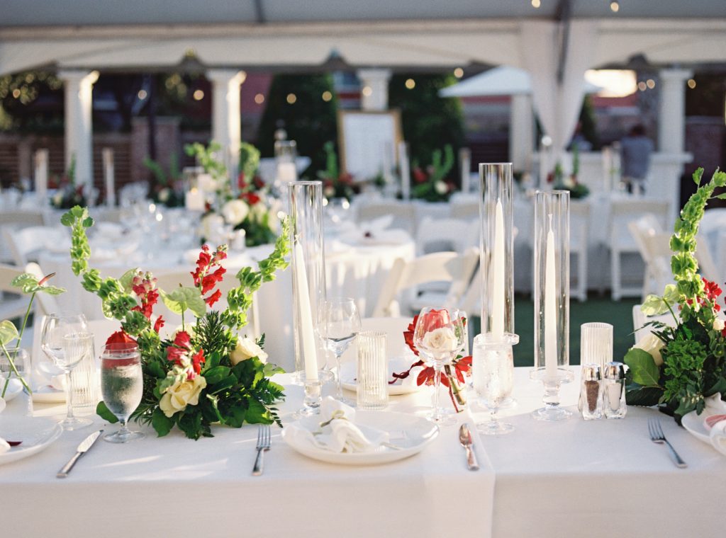 luxury wedding reception table shot on film
