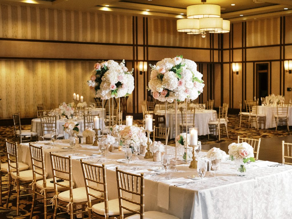 The luxuriously decorated Xandu Ballroom during a wedding at the St. Julien Hotel In Boulder